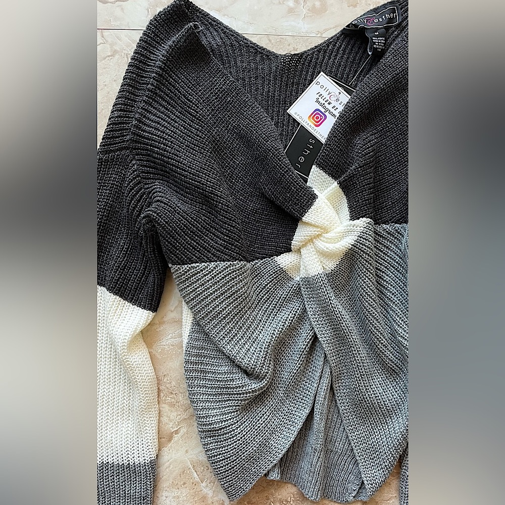 Tri Gray knitted sweater, 3 different shades of gray